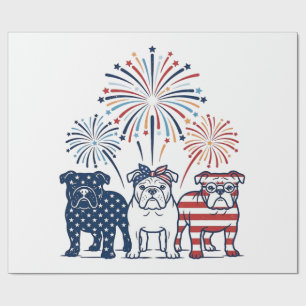 Patriotisches Bulldog-Feuerwerk Vintage-Vektordesi Geschenkpapier