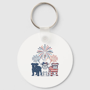 Patriotisches Bulldog-Feuerwerk Vintage-Vektordesi Schlüsselanhänger