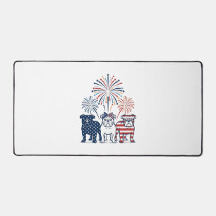 Patriotisches Bulldog-Feuerwerk Vintage-Vektordesi Schreibtischunterlage