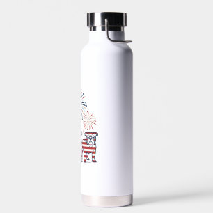 Patriotisches Bulldog-Feuerwerk Vintage-Vektordesi Trinkflasche