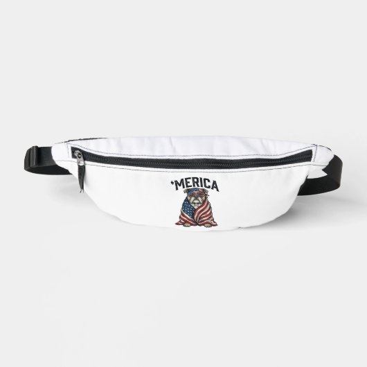 Patriotisches Bulldog 'Merica Vintage-Vector-Shirt Bauchtasche (Vorderseite)