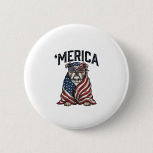 Patriotisches Bulldog 'Merica Vintage-Vector-Shirt Button