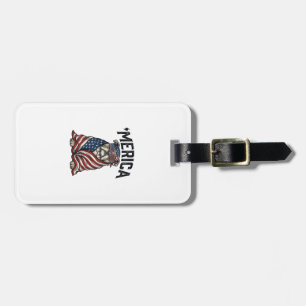 Patriotisches Bulldog 'Merica Vintage-Vector-Shirt Gepäckanhänger