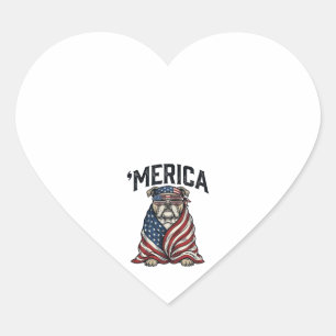 Patriotisches Bulldog 'Merica Vintage-Vector-Shirt Herz-Aufkleber
