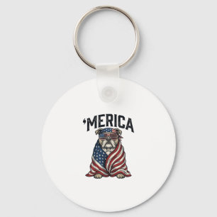 Patriotisches Bulldog 'Merica Vintage-Vector-Shirt Schlüsselanhänger