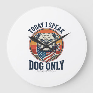 Patriotisches Bulldog-Shirt Vintage-Gravur Hunde-L Große Wanduhr