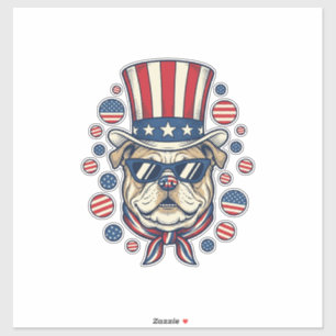 Patriotisches Bulldog-Vintage-Stickerei-Shirt-Desi Aufkleber