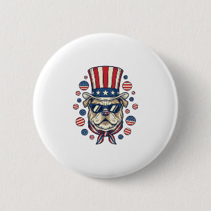 Patriotisches Bulldog-Vintage-Stickerei-Shirt-Desi Button