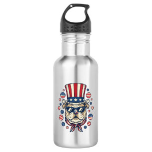Patriotisches Bulldog-Vintage-Stickerei-Shirt-Desi Edelstahlflasche