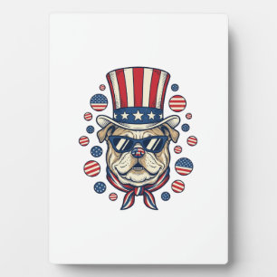Patriotisches Bulldog-Vintage-Stickerei-Shirt-Desi Fotoplatte