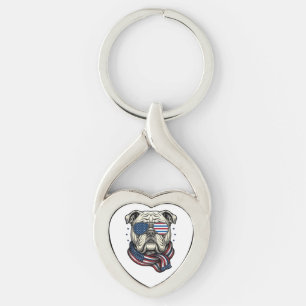 Patriotisches Bulldog-Vintage-Stickerei-Shirt-Desi Schlüsselanhänger