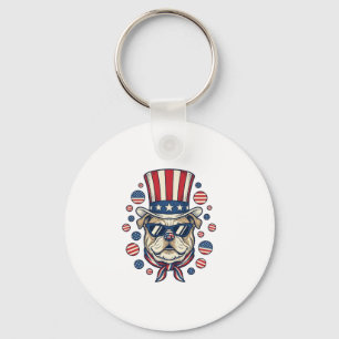 Patriotisches Bulldog-Vintage-Stickerei-Shirt-Desi Schlüsselanhänger