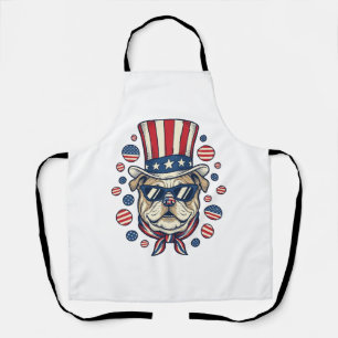 Patriotisches Bulldog-Vintage-Stickerei-Shirt-Desi Schürze