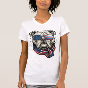 Patriotisches Bulldog-Vintage-Stickerei-Shirt-Desi T-Shirt