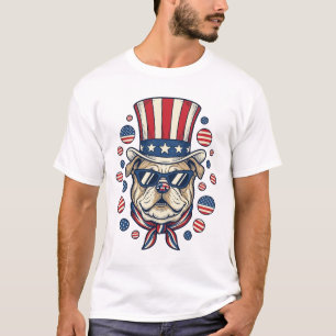 Patriotisches Bulldog-Vintage-Stickerei-Shirt-Desi T-Shirt
