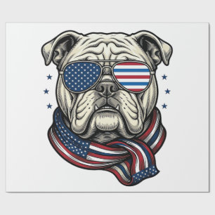 Patriotisches Bulldogge Vintage-Stickerei-Shirt-De Geschenkpapier