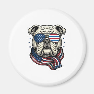 Patriotisches Bulldogge Vintage-Stickerei-Shirt-De Magnet