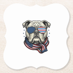 Patriotisches Bulldogge Vintage-Stickerei-Shirt-De Untersetzer