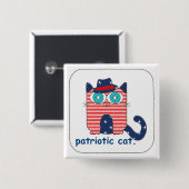 Patriotisches Cat Button-Button Button (Vorne & Hinten)
