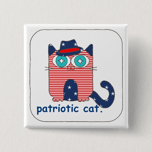 Patriotisches Cat Button-Button Button (Vorderseite)