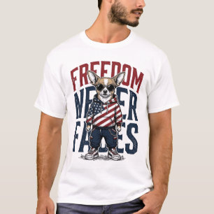 Patriotisches Chihuahua-Freiheits-Vintage-Hund-Shi T-Shirt