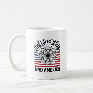 Patriotisches christliches Blumen-Vintage-T-Shirt Kaffeetasse