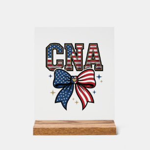 Patriotisches CNA-Schleifen-Vintage-Stickerei-Shir Acrylschild