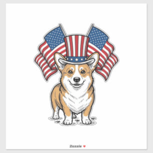 Patriotisches Corgi-Hund Vintage-Gravur-Shirt-Desi Aufkleber