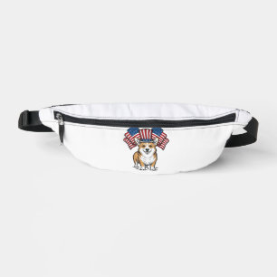 Patriotisches Corgi-Hund Vintage-Gravur-Shirt-Desi Bauchtasche