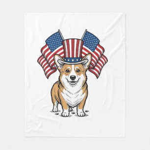 Patriotisches Corgi-Hund Vintage-Gravur-Shirt-Desi Fleecedecke