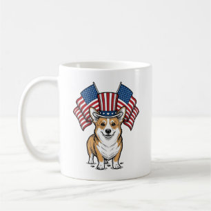 Patriotisches Corgi-Hund Vintage-Gravur-Shirt-Desi Kaffeetasse
