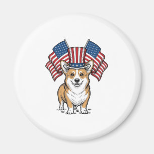 Patriotisches Corgi-Hund Vintage-Gravur-Shirt-Desi Magnet