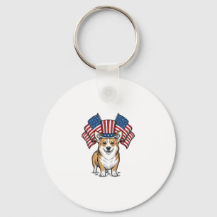 Patriotisches Corgi-Hund Vintage-Gravur-Shirt-Desi Schlüsselanhänger