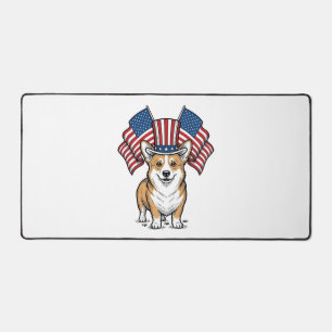 Patriotisches Corgi-Hund Vintage-Gravur-Shirt-Desi Schreibtischunterlage