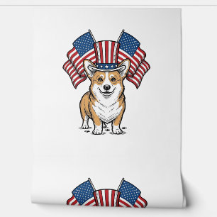 Patriotisches Corgi-Hund Vintage-Gravur-Shirt-Desi Tapete
