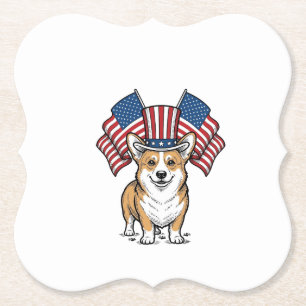 Patriotisches Corgi-Hund Vintage-Gravur-Shirt-Desi Untersetzer