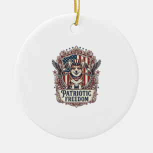 Patriotisches Corgi-Vektorgrafik-T-Shirt_1 Keramik Ornament