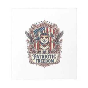 Patriotisches Corgi-Vektorgrafik-T-Shirt_1 Notizblock