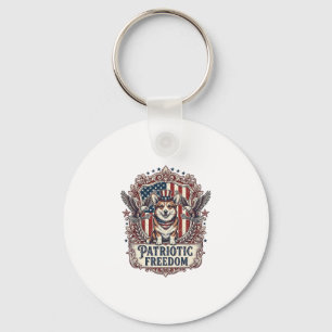 Patriotisches Corgi-Vektorgrafik-T-Shirt_1 Schlüsselanhänger