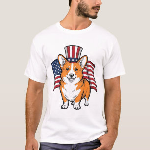 Patriotisches Corgi Vintage Gravur Shirt Design_1