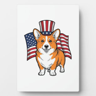 Patriotisches Corgi Vintage Gravur Shirt Design_1 Fotoplatte