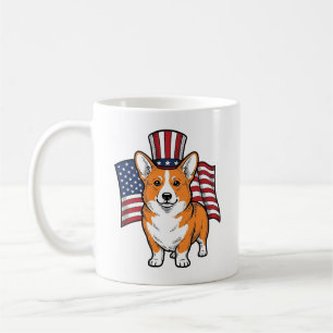 Patriotisches Corgi Vintage Gravur Shirt Design_1 Kaffeetasse