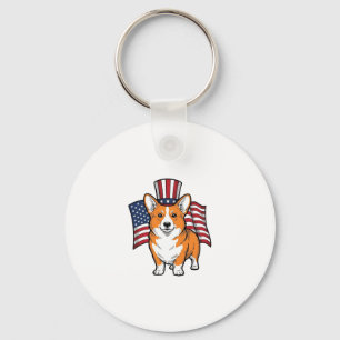 Patriotisches Corgi Vintage Gravur Shirt Design_1 Schlüsselanhänger