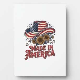 Patriotisches Cowboy-Hut Made in America Shirt-Des Fotoplatte