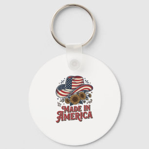 Patriotisches Cowboy-Hut Made in America Shirt-Des Schlüsselanhänger