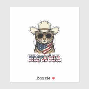 Patriotisches Cowboy-Katze Mewica Vintage-Vector-D Aufkleber