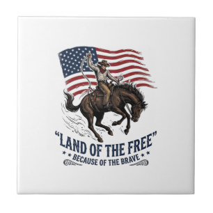 Patriotisches Cowboy-Land der Freien Western-Hemd Fliese