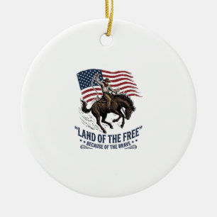 Patriotisches Cowboy-Land der Freien Western-Hemd Keramik Ornament
