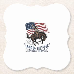 Patriotisches Cowboy-Land der Freien Western-Hemd Untersetzer