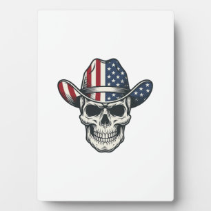 Patriotisches Cowboy-Schädel-Vintage-Gravur-Shirt_ Fotoplatte